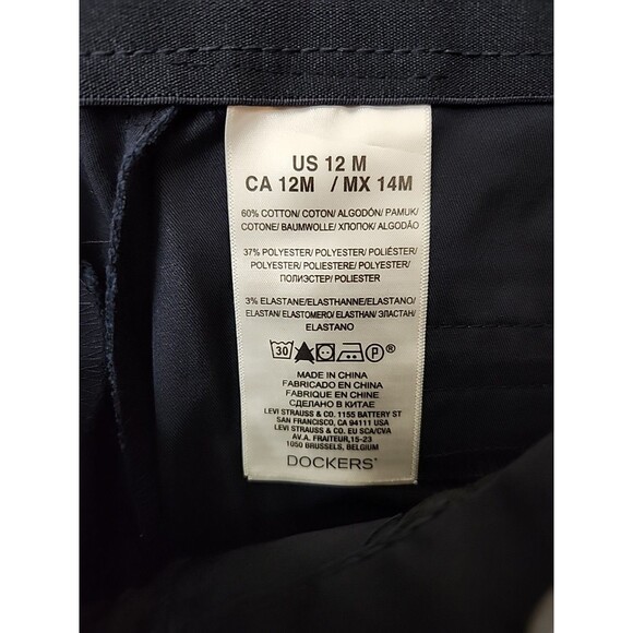 Dockers Sure Fit Khaki Pants Womens 12 Navy Blue Slimming Stretch Trouser NEW - Picture 9 of 10